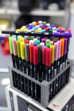 Be spoilt for choice as this set of dual colour pens has 95 shades. Price: 
₹1,700; Stall: next to H7B-1B. (PHOTO: AMAL KS/HT)