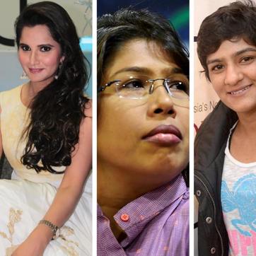 Tennis star Sania Mirza, cricketer Jhulan Goswami, and wrestler Ritu Phogat speak in support of Serena. (Photos:Shivam Saxena/HT; PTI)