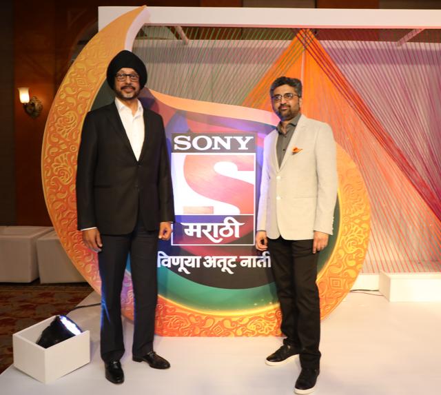 NP Singh and Ajay Bhalwankar at the launch of Sony Marathi