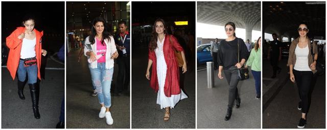 Ali Bhatt, Jacqueline Fernandez, Dia Mirza, Raveena Tandon and Laxmi Rai were seen at the airport. Ali Bhatt, Jacqueline Fernandez, Dia Mirza, Raveena Tandon and Laxmi Rai were seen at the airport.