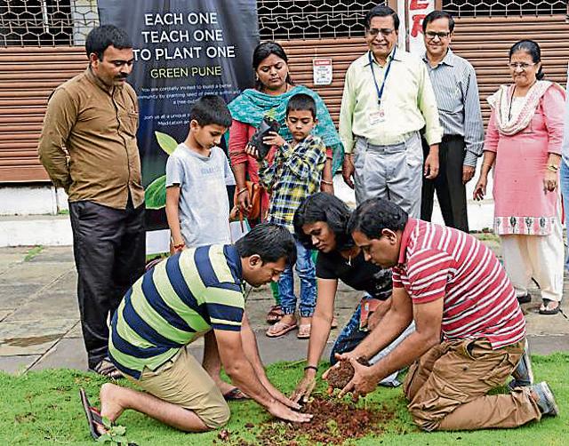 Tree plantation drive at Nano Homes, Ravet, conducted recently, saw the participation of children and adults. (HT PHOTO) Tree plantation drive at Nano Homes, Ravet, conducted recently, saw the participation of children and adults. (HT PHOTO)