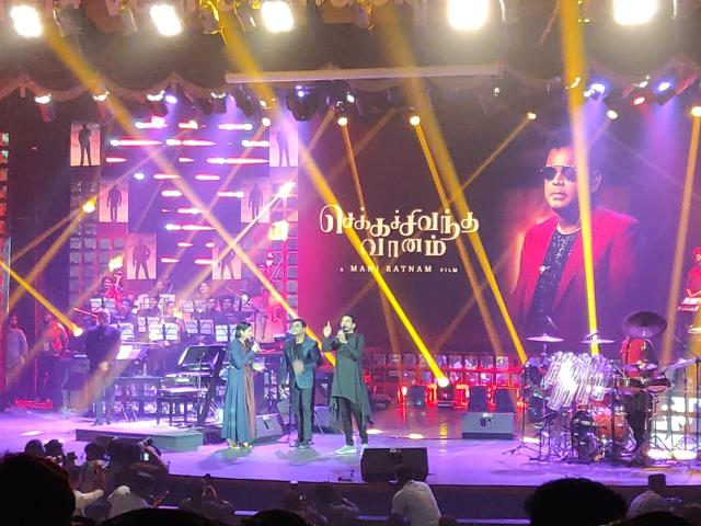 AR Rahman on stage at the audio launch of Chekka Chivantha Vaanam. (Priyanka Sundar/HT Photo) AR Rahman on stage at the audio launch of Chekka Chivantha Vaanam. (Priyanka Sundar/HT Photo)