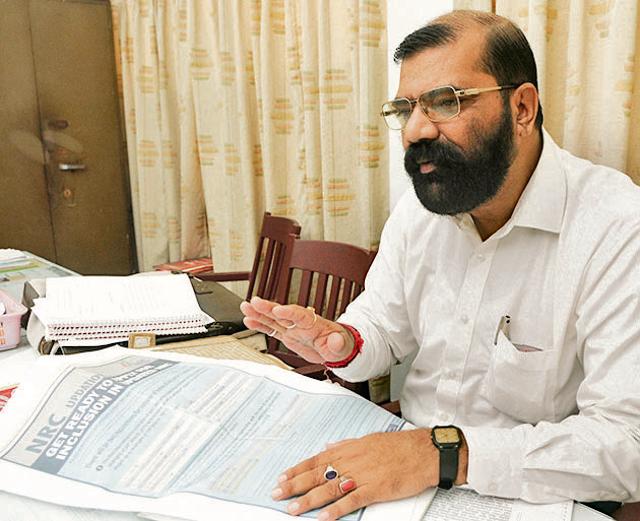 Samujjal Bhattacharjya, advisor, All Assam Students Union (AASU) at his office in Guwahati. (Samir Jana/HT PHOTO) Samujjal Bhattacharjya, advisor, All Assam Students Union (AASU) at his office in Guwahati. (Samir Jana/HT PHOTO)