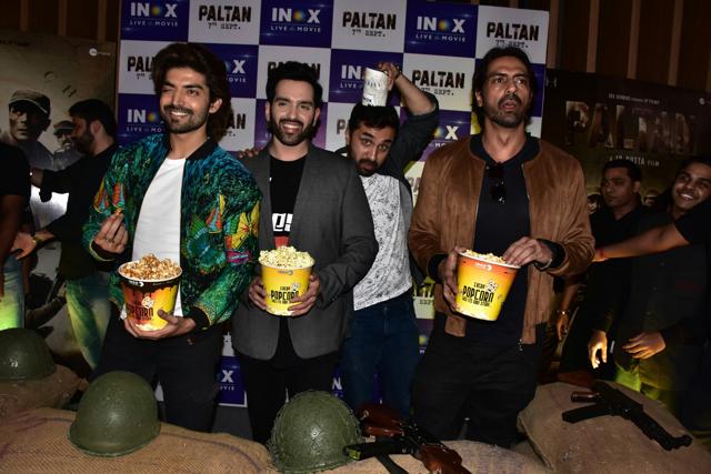Paltan boys -- Gurmeet Choudhary , Luv Sinha, Siddhanth Kapoor and Arjun Rampal at R City mall, Ghatkopar, Mumbai.