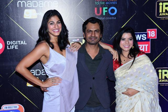 Kubra Sait, Nawazuddin Siddiqui and Rajshri Deshpande and at Reel awards in Mumbai.