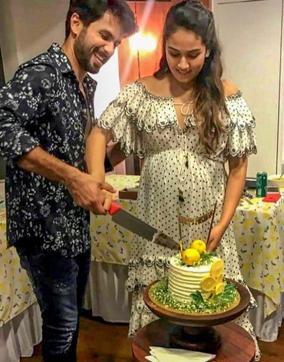 Shahid Kapoor with his wife Mira Rajput cut a cake at her baby shower ceremony, in Mumbai in July this year. (PTI) Shahid Kapoor with his wife Mira Rajput cut a cake at her baby shower ceremony, in Mumbai in July this year. (PTI)