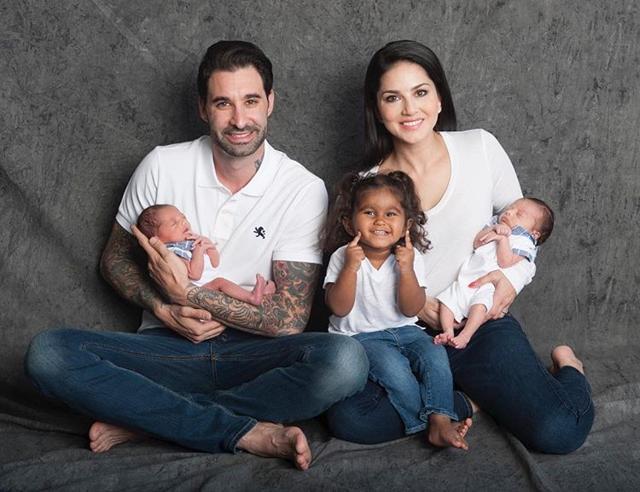Actor Sunny Leone poses with her husband, Daniel Weber, and their kids—Nisha, Noah and Asher. (Photo: Instagram/sunnyleone) Actor Sunny Leone poses with her husband, Daniel Weber, and their kids—Nisha, Noah and Asher. (Photo: Instagram/sunnyleone)