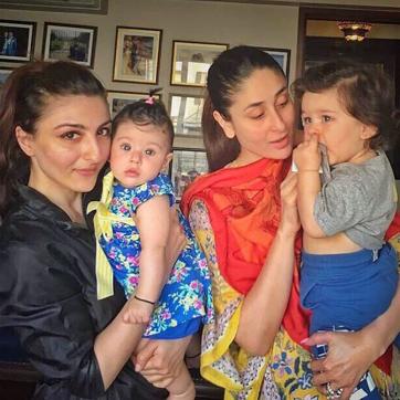 Soha Ali Khan with her daughter Inaaya, and Kareena Kapoor Khan with her son, Taimur. (Photo: Instagram/sakpataudi) Soha Ali Khan with her daughter Inaaya, and Kareena Kapoor Khan with her son, Taimur. (Photo: Instagram/sakpataudi)