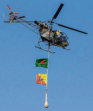 Helicopters in action as part of the Bimstec military exercise inauguration. (Sanket Wankhade/HT PHOTO) Helicopters in action as part of the Bimstec military exercise inauguration. (Sanket Wankhade/HT PHOTO)