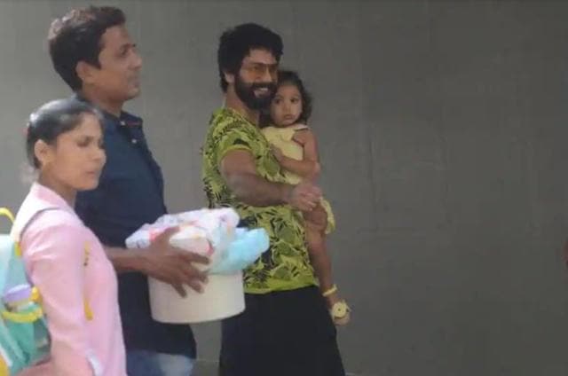 Shahid Kapoor with daughter Misha Kapoor as they visited hospital to meet the newborn Zain.
