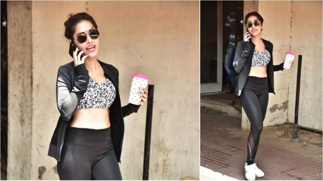 Nushrat Barucha outside her gym. (Viral Bhayani) Nushrat Barucha outside her gym. (Viral Bhayani)