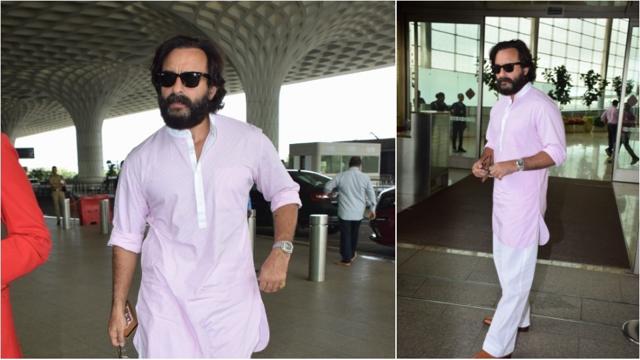 Saif Ali Khan spotted at the airport. (Viral Bhayani) Saif Ali Khan spotted at the airport. (Viral Bhayani)