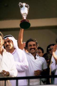 1984: Sunil Gavaskar of India holds the first Asia Cup aloft after their win. (Getty Images) 1984: Sunil Gavaskar of India holds the first Asia Cup aloft after their win. (Getty Images)