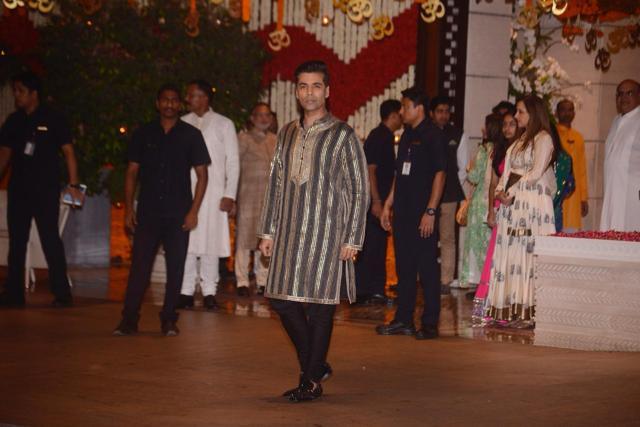 Karan Johar at Ambani residence. (viral bhayani) Karan Johar at Ambani residence. (viral bhayani)
