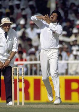 Arshad Ayub bowling for India against the West Indies during the Champions Trophy match at Sharjah Stadium in the United Arab Emirates on 13th October 1989. (Popperfoto/Getty Images) Arshad Ayub bowling for India against the West Indies during the Champions Trophy match at Sharjah Stadium in the United Arab Emirates on 13th October 1989. (Popperfoto/Getty Images)