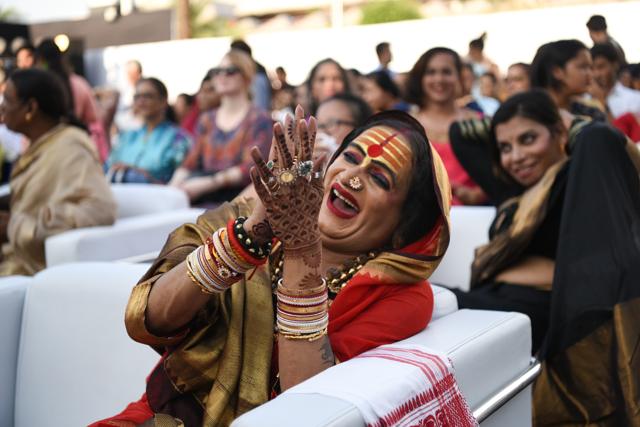 Laxmi Narayan Tripathi — transgender rights activist, Hindi film actor and Bharatanatyam dancer — enjoys the event. (PHOTO: Sarang Gupta/Hindustan Times) Laxmi Narayan Tripathi — transgender rights activist, Hindi film actor and Bharatanatyam dancer — enjoys the event. (PHOTO: Sarang Gupta/Hindustan Times)