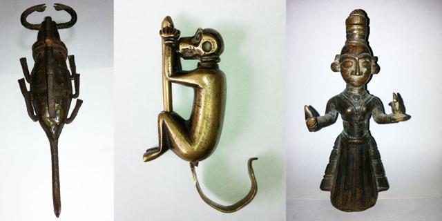 A monkey, a scorpion, a dancing girl, all from Raghunathan’s collection. His most unusual piece is a combination lock from the Mughal era, with old Arabic text inscribed in its rotating dial. The right sequence of text is a verse from the Quran. A monkey, a scorpion, a dancing girl, all from Raghunathan’s collection. His most unusual piece is a combination lock from the Mughal era, with old Arabic text inscribed in its rotating dial. The right sequence of text is a verse from the Quran.