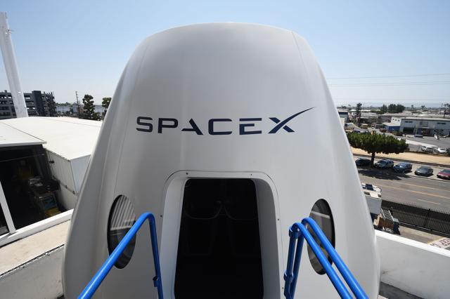 In this file photo taken on August 13, 2018 a mock up of the Crew Dragon spacecraft is displayed during a media tour of SpaceX headquarters and rocket factory in Hawthorne, California. (AFP File Photo) In this file photo taken on August 13, 2018 a mock up of the Crew Dragon spacecraft is displayed during a media tour of SpaceX headquarters and rocket factory in Hawthorne, California. (AFP File Photo)