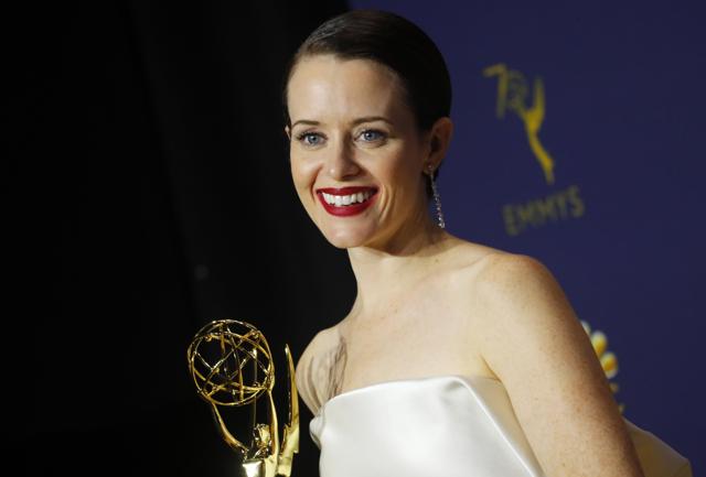 Claire Foy poses with her Emmy for Outstanding Lead Actress in a Drama series. (REUTERS) Claire Foy poses with her Emmy for Outstanding Lead Actress in a Drama series. (REUTERS)