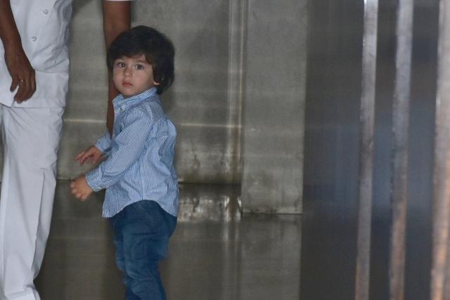 Taimur Ali Khan spotted at Soha Ali Khan’s house in Bandra.