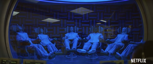 Emma Stone and Jonah Hill play outcasts who bond at a pharmaceutical lab.