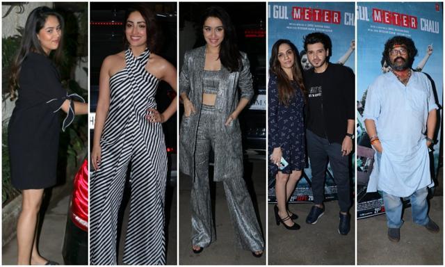 Stars at Batti Gul Meter Chalu screening. Stars at Batti Gul Meter Chalu screening.
