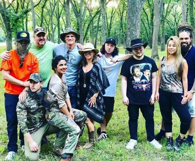 Nick and Priyanka with their friends in Oklahoma.