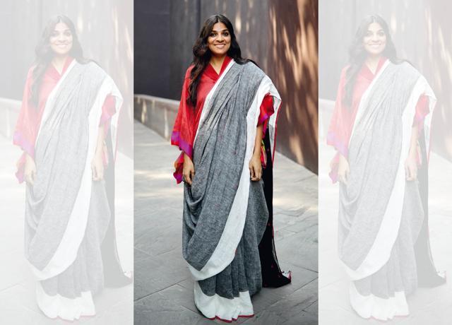 On Rina: Sari, Eka; kimono, Payal Khandwala; jewellery, Mirakin (Farhan Hussain) On Rina: Sari, Eka; kimono, Payal Khandwala; jewellery, Mirakin (Farhan Hussain)