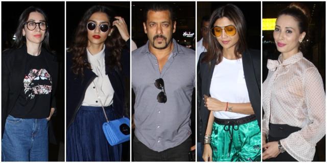 Airport spottings: Karisma Kapoor, Sonam Kapoor Ahuja, Salman Khan, Shilpa Shetty and Iulia Vantur. Airport spottings: Karisma Kapoor, Sonam Kapoor Ahuja, Salman Khan, Shilpa Shetty and Iulia Vantur.
