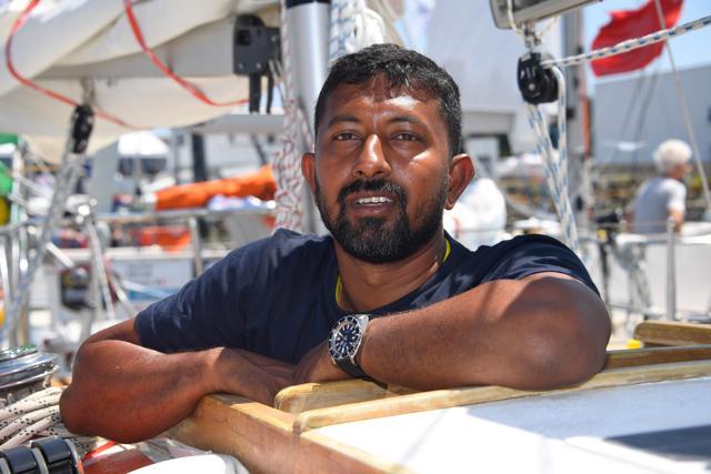 Abhilash Tomy on his boat "Thuriya" in Les Sables d'Olonne Harbour. (AFP File Photo) Abhilash Tomy on his boat "Thuriya" in Les Sables d'Olonne Harbour. (AFP File Photo)