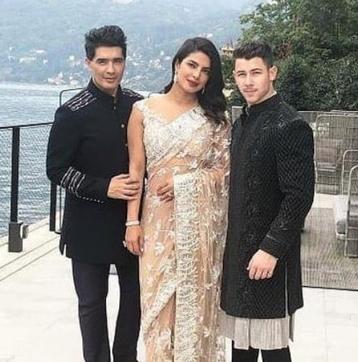 Priyanka Chopra, Nick Jonas and Manish Malhotra at Como, Italy. (Instagram)