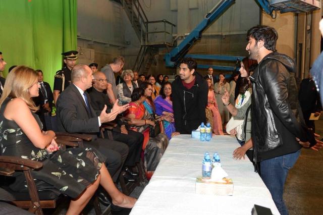 President Ram Nath Kovind and Bulgarian President Rumen Radev meet director Ayan Mukerji and actors Alia Bhatt and Ranbir Kapoor during their visit to the studio where the shooting of upcoming Bollywood film Brahmastra. (IANS) President Ram Nath Kovind and Bulgarian President Rumen Radev meet director Ayan Mukerji and actors Alia Bhatt and Ranbir Kapoor during their visit to the studio where the shooting of upcoming Bollywood film Brahmastra. (IANS)