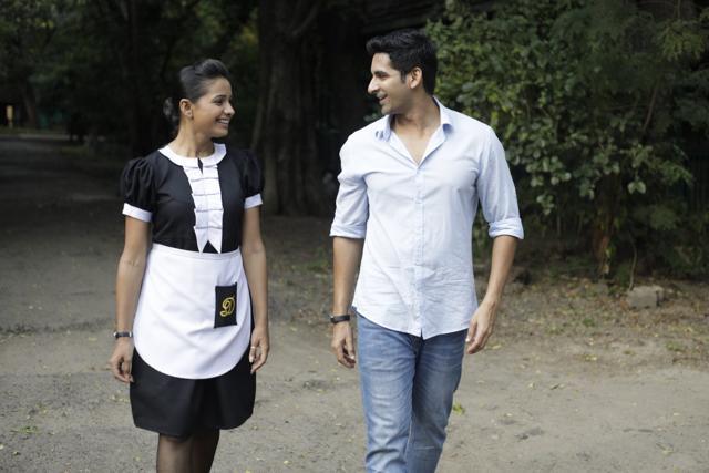 Actors Mayuri Wagh and Akshay Waghmare on the sets of Ti Phulrani, a serial on Sony Marathi