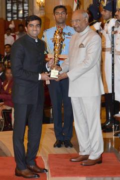 Parth Jindal (left) receives the Rashtriya Khel Protsahan Puraskar from President Ram Nath Kovind. Parth Jindal (left) receives the Rashtriya Khel Protsahan Puraskar from President Ram Nath Kovind.