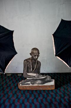 Prince Studio, Bhavnagar, Gujarat (2016), where you can get your picture taken with Mahatma Gandhi. The current demand is for abstract, shaded backdrops. (Ketaki Sheth/PHOTOINK) Prince Studio, Bhavnagar, Gujarat (2016), where you can get your picture taken with Mahatma Gandhi. The current demand is for abstract, shaded backdrops. (Ketaki Sheth/PHOTOINK)