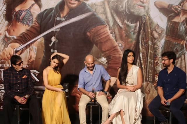 (From left) Amitabh Bachchan, Fatima Sana Shaikh, director Vijay Krishna Acharya, Katrina Kaif and Aamir Khan interact with media at the trailer launch of Thugs of Hindostan in Mumbai. (IANS) (From left) Amitabh Bachchan, Fatima Sana Shaikh, director Vijay Krishna Acharya, Katrina Kaif and Aamir Khan interact with media at the trailer launch of Thugs of Hindostan in Mumbai. (IANS)
