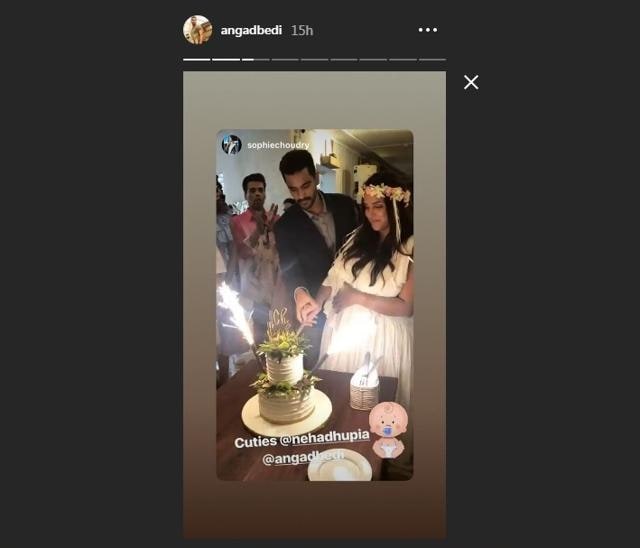 Together, they cut a cake waiting for baby Bedi. Together, they cut a cake waiting for baby Bedi.