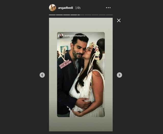 The happy couple, Neha and Angad, during the bash. The happy couple, Neha and Angad, during the bash.