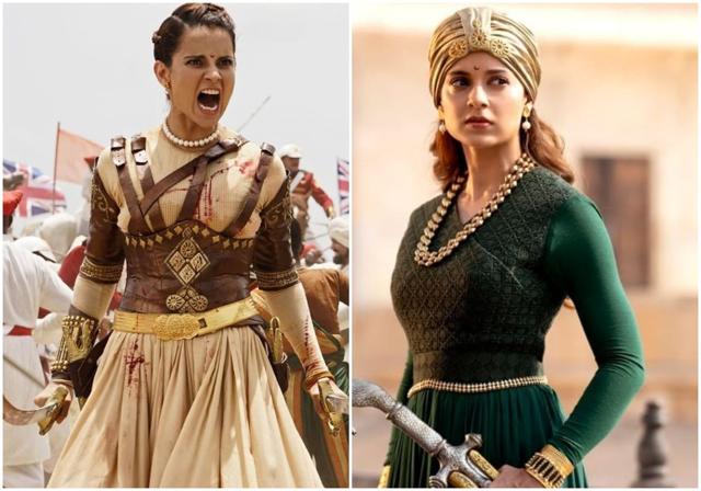 (Left) Kangana Ranaut is raging with anger as she is ready to take on the enemy as Rani Laxmibai. (Right) Kangana holds the sword in a still. (Instagram) (Left) Kangana Ranaut is raging with anger as she is ready to take on the enemy as Rani Laxmibai. (Right) Kangana holds the sword in a still. (Instagram)