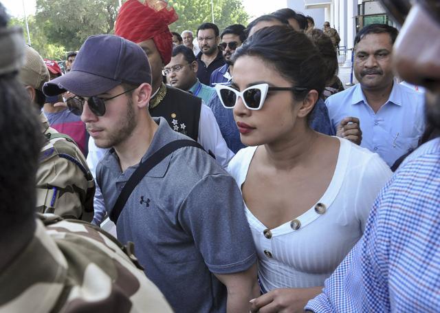 Priyanka Chopra and American singer Nick Jonas leave from Jodhpur airport, Tuesday. (PTI) Priyanka Chopra and American singer Nick Jonas leave from Jodhpur airport, Tuesday. (PTI)