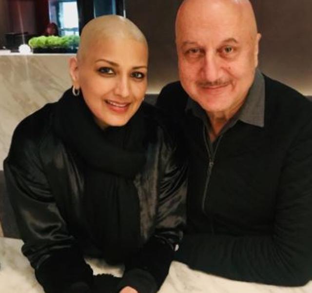 Sonali Bendre with Anupam Kher in New York.