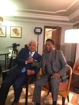 Suhel Seth and Brazilian football icon Pele in New Delhi.