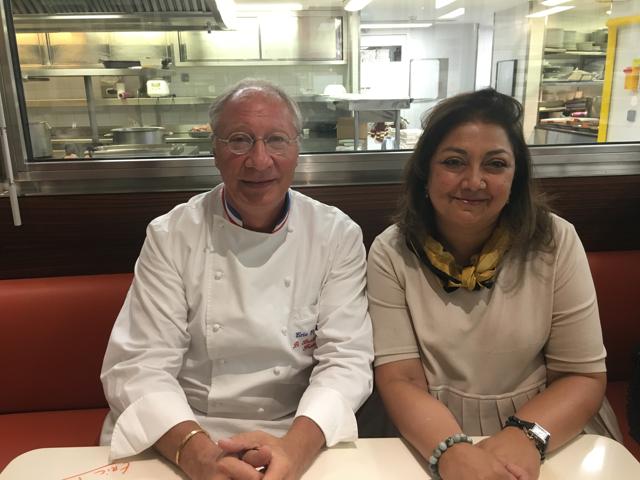 Chef Eric Frechon and Karen Anand at Le Bristol Paris