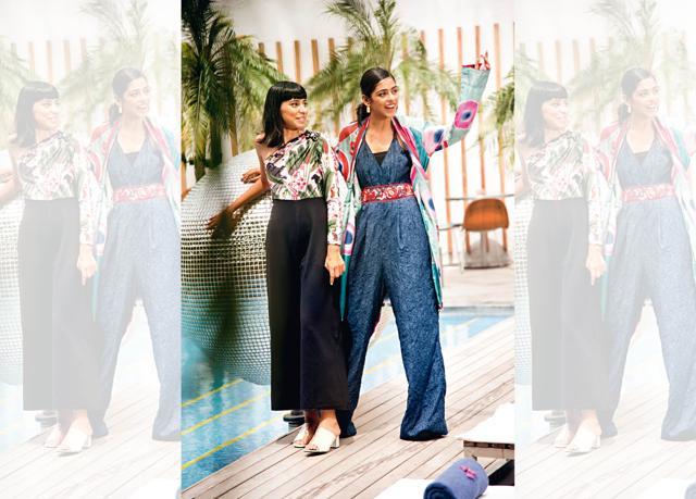 On Urvi (Left): Jumpsuit, Shivan & Narresh; shoes, Koovs; jewellery Latique. On Ashika (Right): Jumpsuit, Payal Jain; shoes, model’s own ; cape, Sanskar by Sonam Dubal (Hari Nair) On Urvi (Left): Jumpsuit, Shivan & Narresh; shoes, Koovs; jewellery Latique. On Ashika (Right): Jumpsuit, Payal Jain; shoes, model’s own ; cape, Sanskar by Sonam Dubal (Hari Nair)