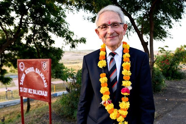 Andrzej Chendynski, 82, president, Association of Poles in Balachadi. Chendynski’s story is one of the two key strands of filmmaker Anu Radha’s next movie whose first film ‘Little Poland in India’ focussed on the Balachadi ‘children’. (Amal KS/HT PHOTO)