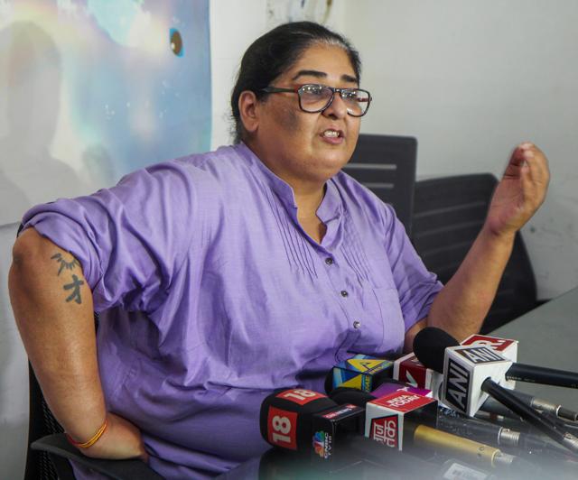 Veteran writer-producer Vinita Nanda addresses a press meet regarding her allegations of sexual assault by actor Alok Nath 19 years ago. (PTI) Veteran writer-producer Vinita Nanda addresses a press meet regarding her allegations of sexual assault by actor Alok Nath 19 years ago. (PTI)
