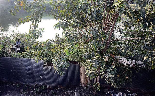 Garbage dumped near Warje water treatment plant near Karve Road in Pune. (Shankar Narayan/HT PHOTO)