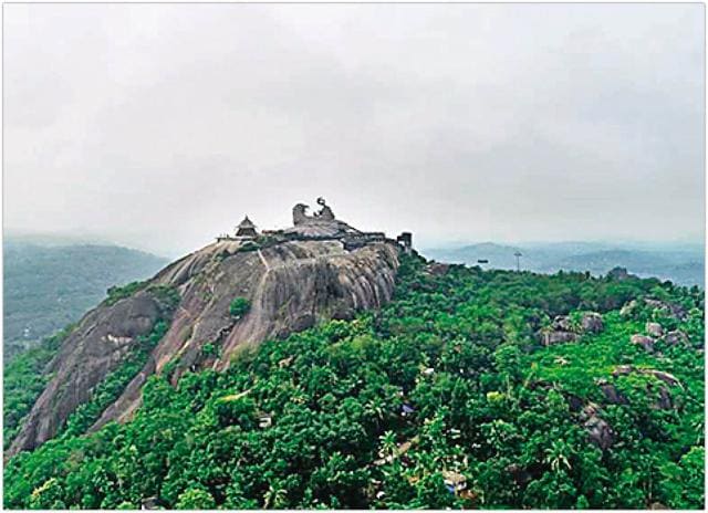 The sculpture is perched atop a hill in Chadayamangalam village The sculpture is perched atop a hill in Chadayamangalam village