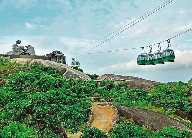 The cable car ride gives a breathtaking view of paddy fields The cable car ride gives a breathtaking view of paddy fields