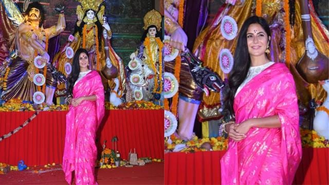 Katrina Kaif at a Durga Puja mandap in Mumbai. (Viral Bhayani) Katrina Kaif at a Durga Puja mandap in Mumbai. (Viral Bhayani)